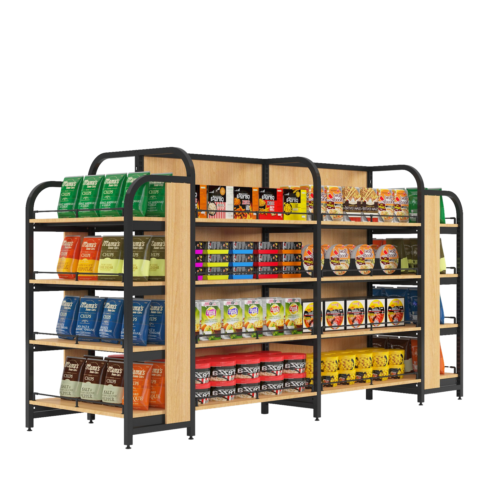 LANTOO premium wooden gondola display stand for organic grocery stores.