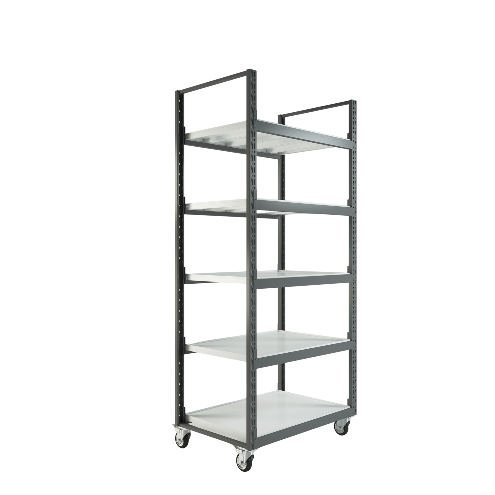 Light-duty slotted angle racking for warehouse storage.