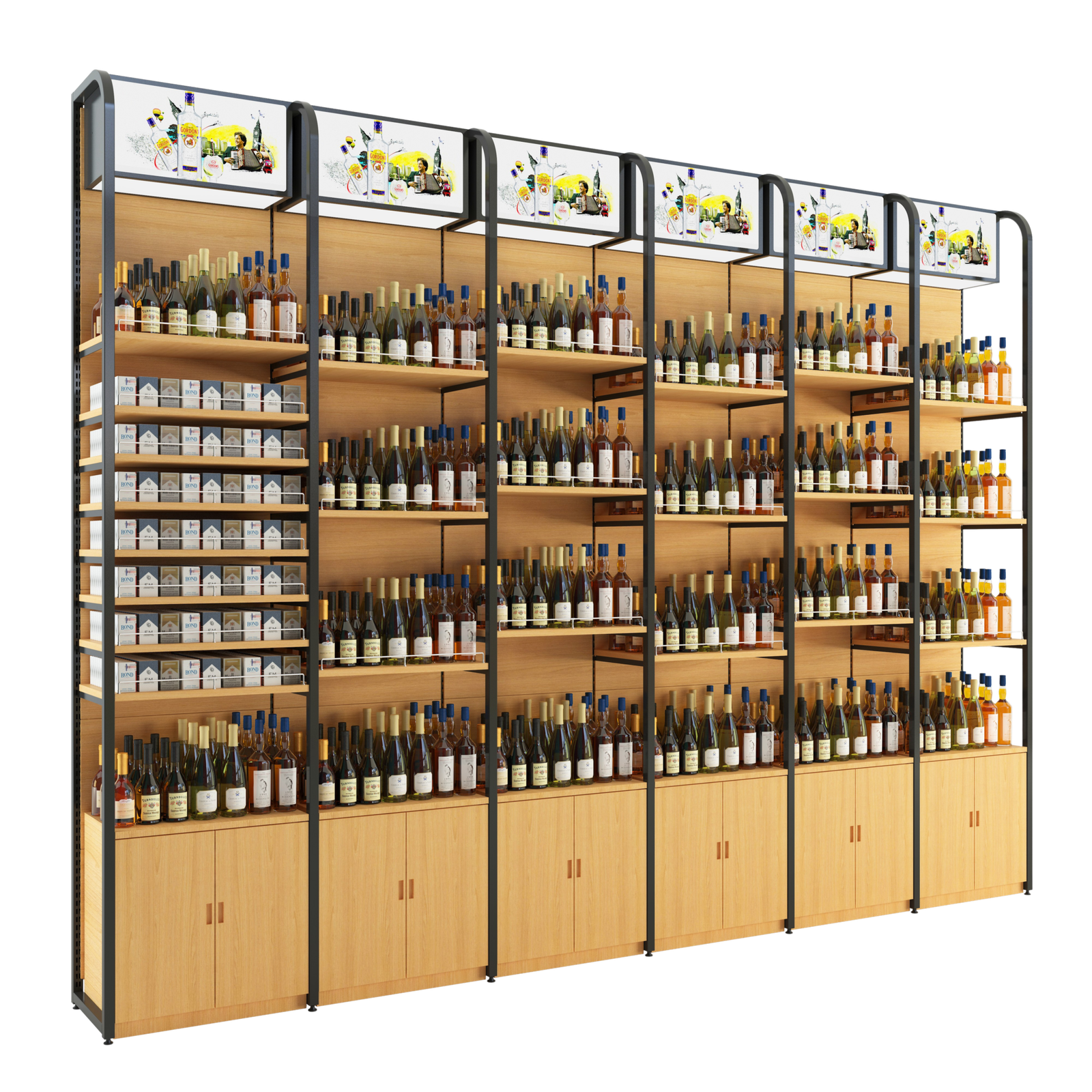 Example of a wooden retail stand with custom brand logo engraving.