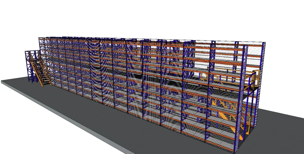 Multi tier industrial warehouse mezzanine floor racking system for vertical space optimization