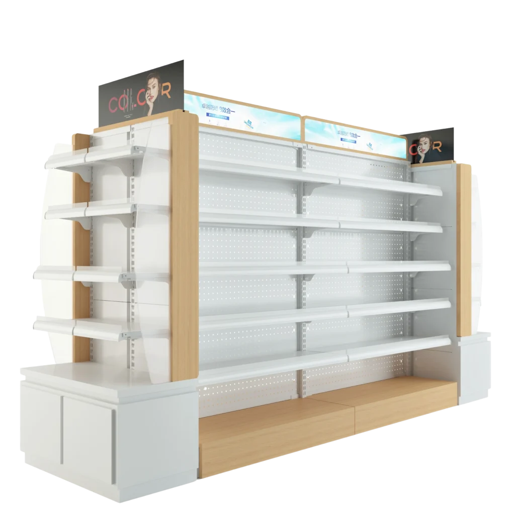 Luxury cosmetic and beauty product retail display stand counter with integrated LED lighting