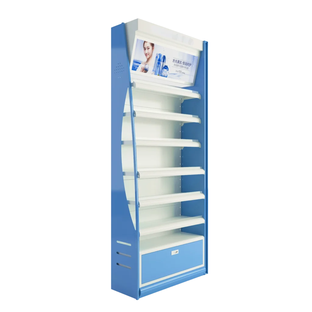 Premium cosmetic beauty retail display counter with integrated low voltage LED light bars