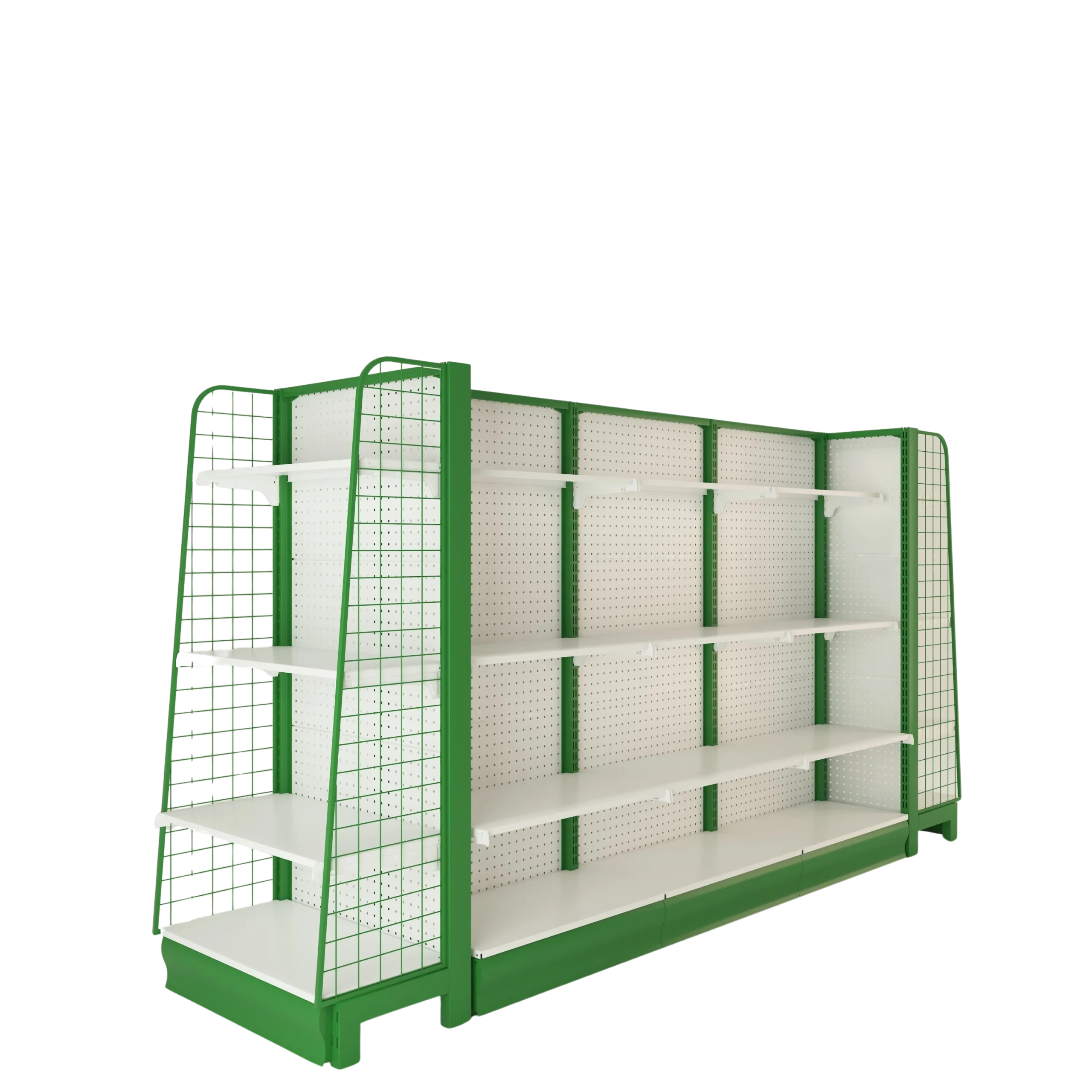 Commercial modular supermarket shelving storage and display equipment units for hypermarkets